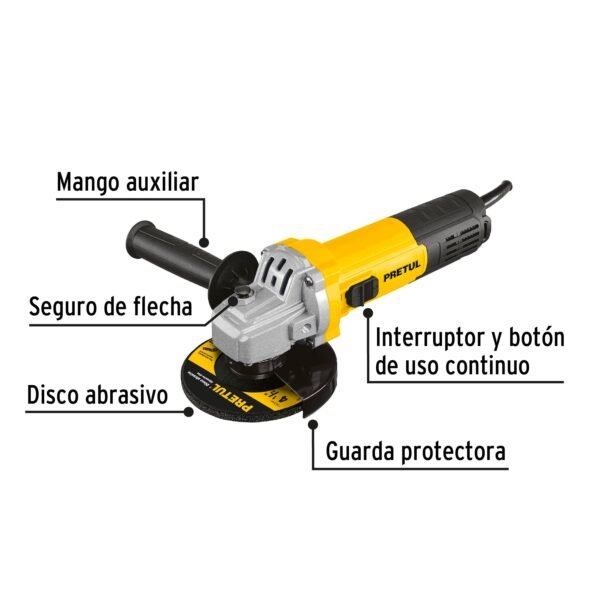 Esmeriladora angular 4-1/2", 550W, PRETUL