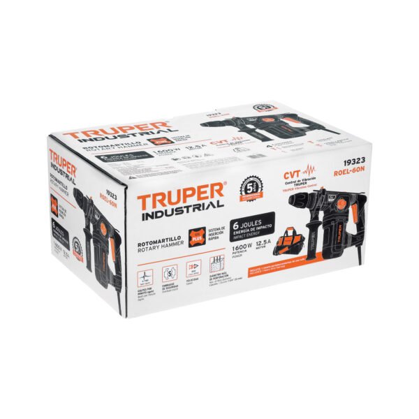Rotomartillo SDS Plus 6 Joules, 1600W, TRUPER INDUSTRIAL