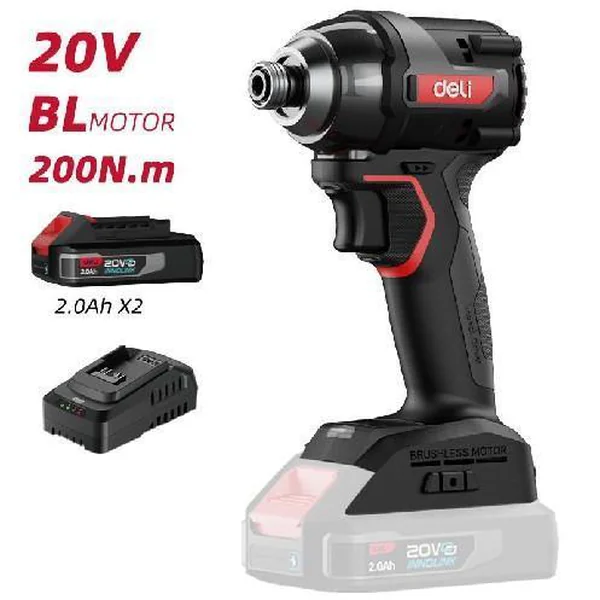 Atornillador De Impacto 20V 200N.M 2.0Ah * 2 / Base 1/4" / Brushless Profesional